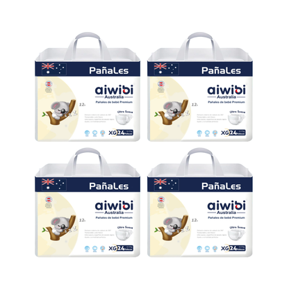 Pack 4 Pañales Aiwibi Premium Talla XG