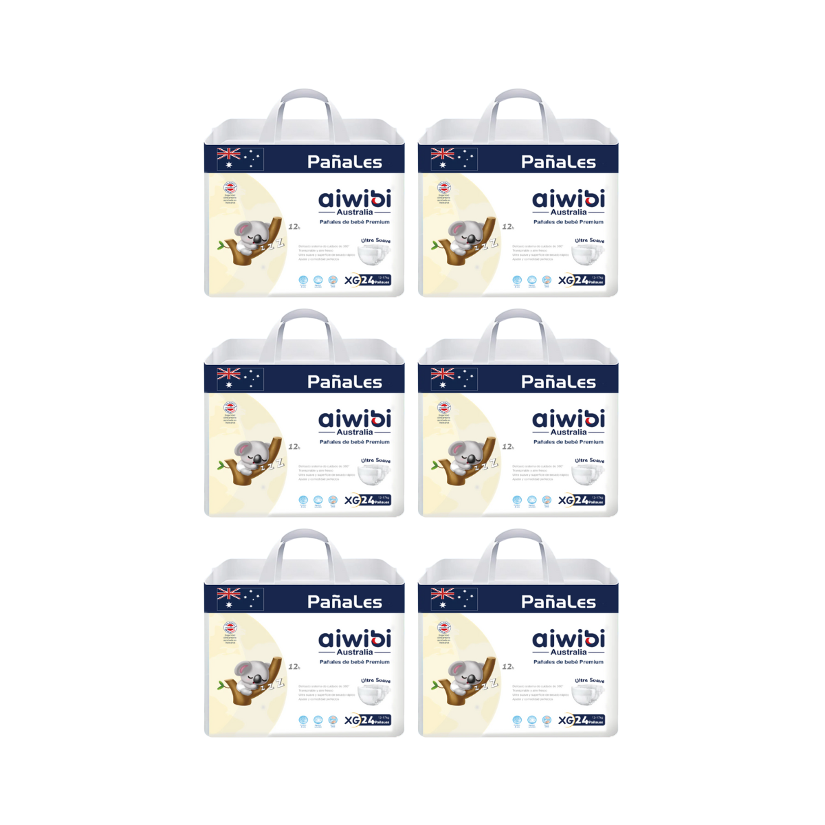 Pack 6 Pañales Aiwibi Premium Talla XG