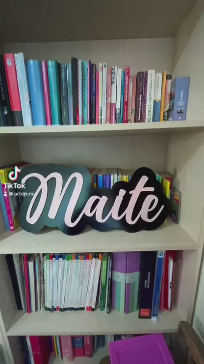 Cuadro con nombre En MDF Personalizado Con Iluminación LED Decorativa