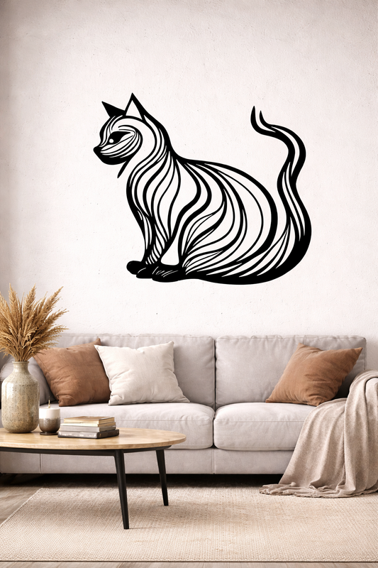 Cuadro Decorativo De Silueta De Gato 36x39cm