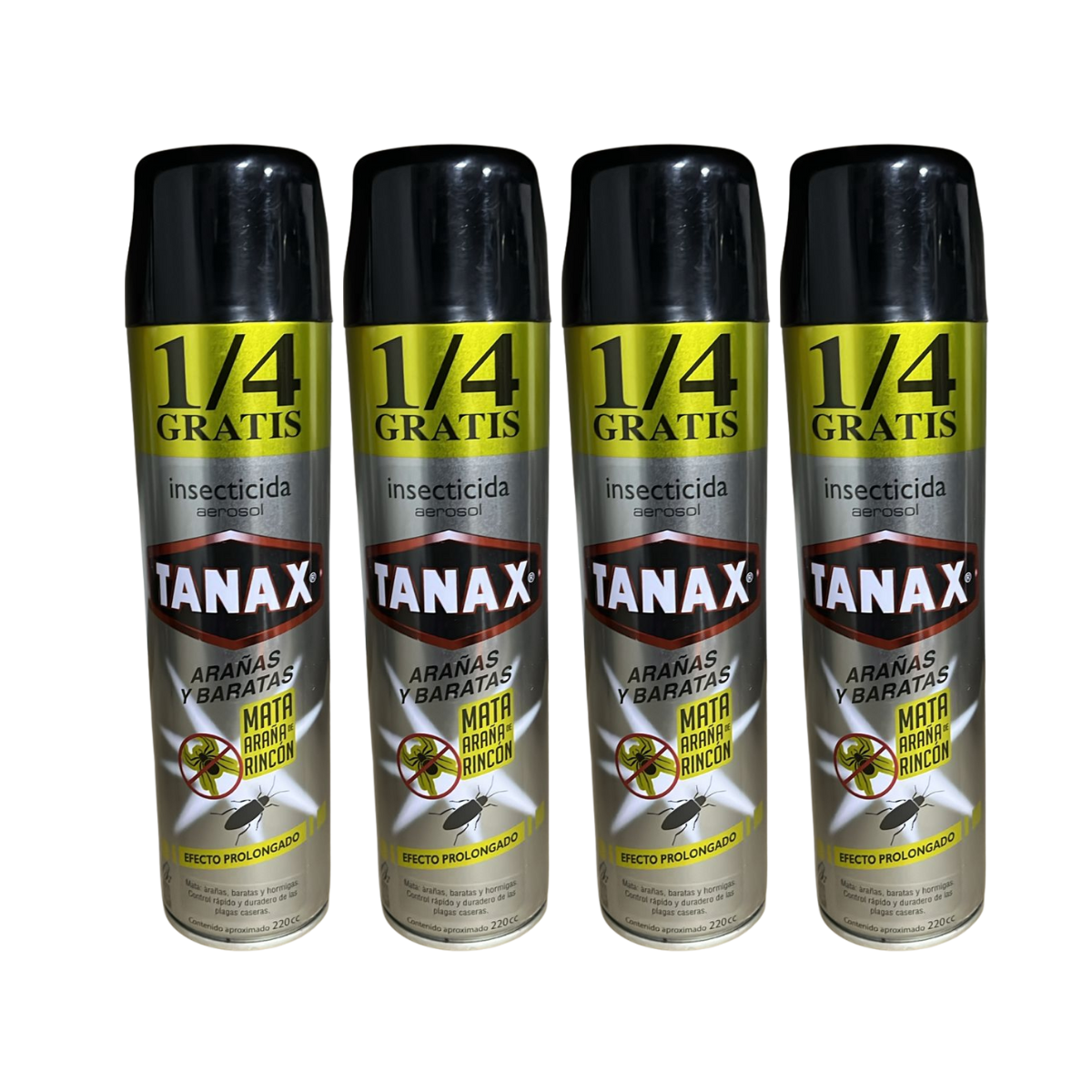 Pack 4 Insecticida Tanax en Aerosol  220cc Elimin arañas y Cucarachas