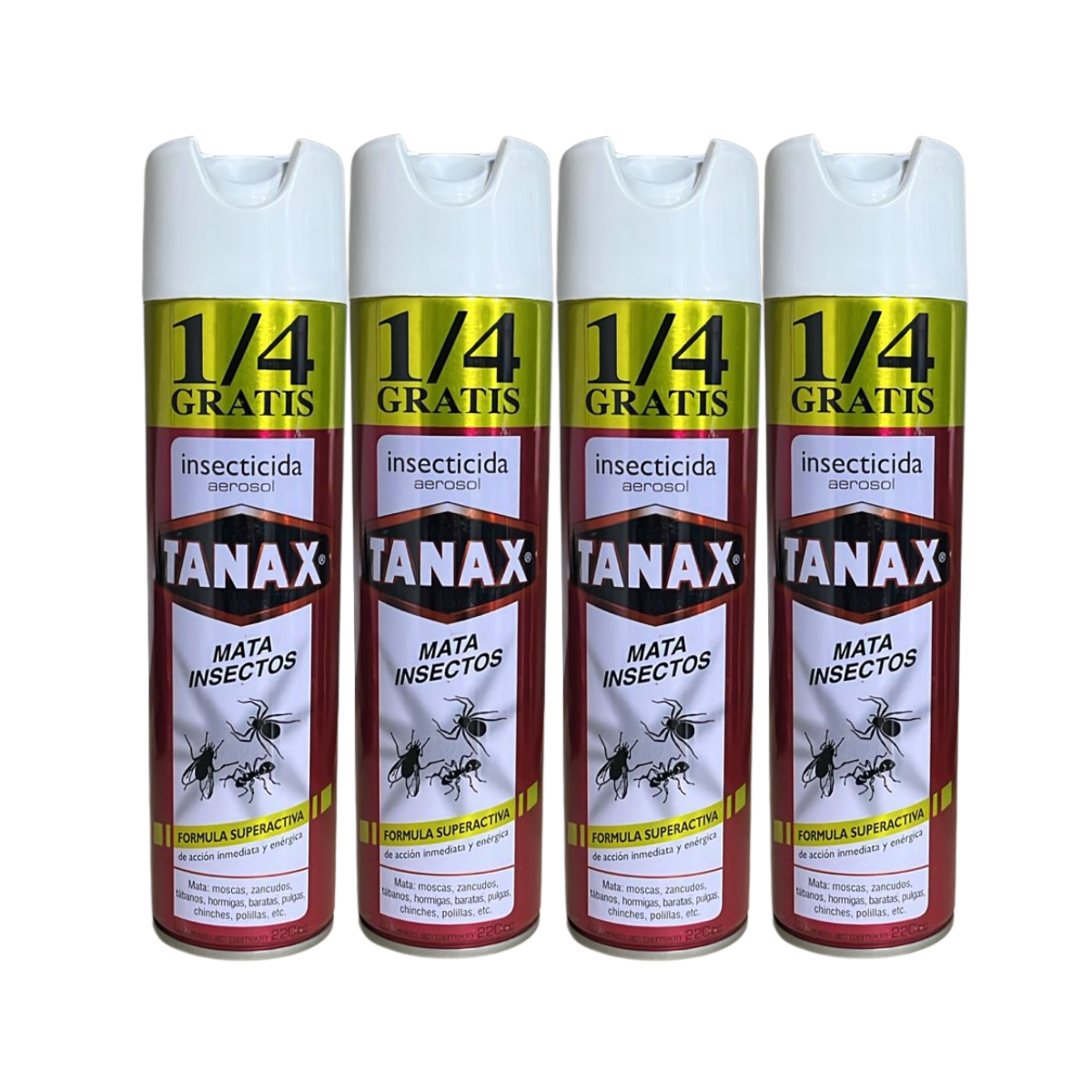 Pack 4 Insecticida Tanax en Aerosol  220cc Elimina Todo Insecto