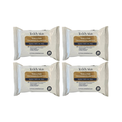 Pack 4 Toallitas Desmaquillantes Teddy Skin | Hipoalergénicas y Suaves