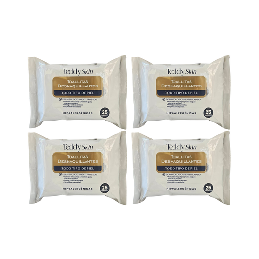 Pack 4 Toallitas Desmaquillantes Teddy Skin | Hipoalergénicas y Suaves