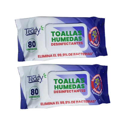 Pack 2 Toallitas Desinfectantes Teddy 160 Unidades