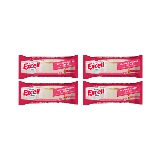 Pack 4 Traperos Humedos Todo Tipo De Pisos Excell Primavera 10 Unid cada uno