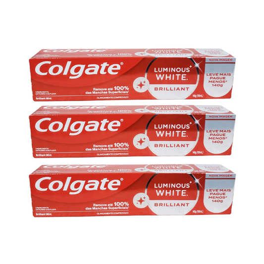 Pack 3  Pasta Dental Colgate Luminous White Brilliant 140g
