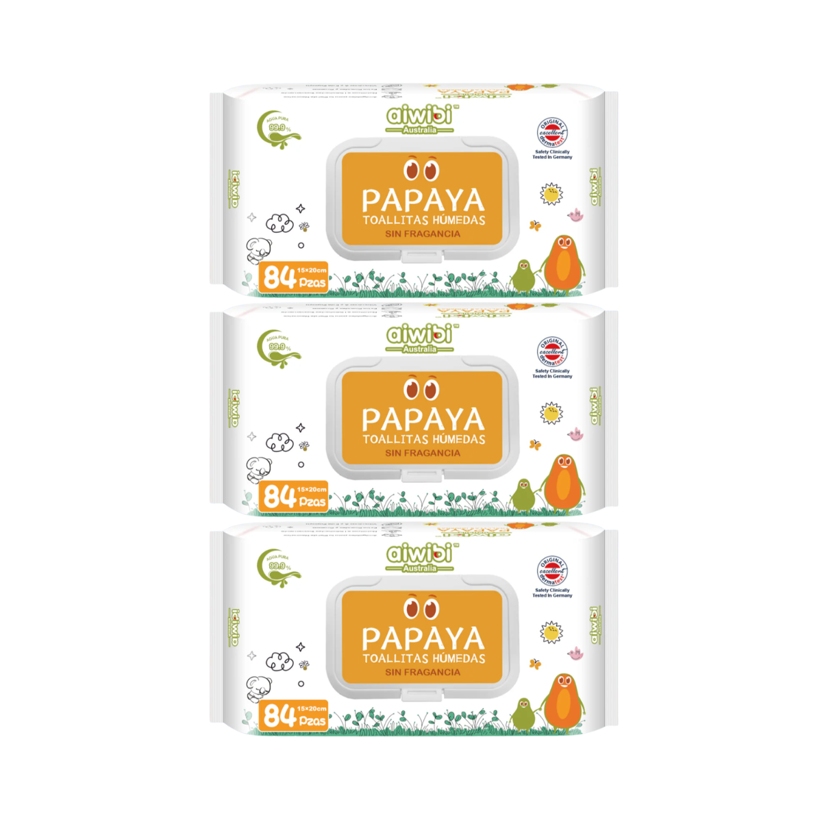 Toallitas Húmedas Aiwibi 84u Papaya con Agua de Manantial