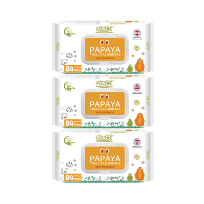 Toallitas Húmedas Aiwibi 84u Papaya con Agua de Manantial