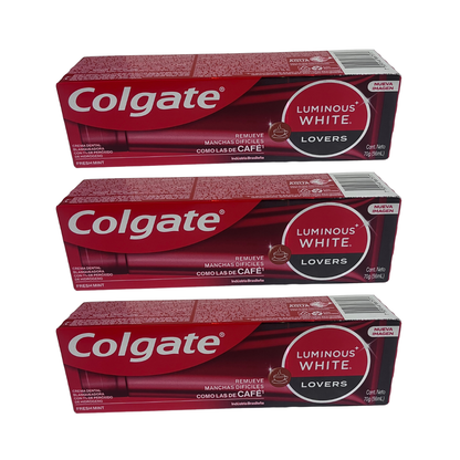 Pasta Dental Colgate Luminous White  Lovers  Blanquea Manchas Café 70gr